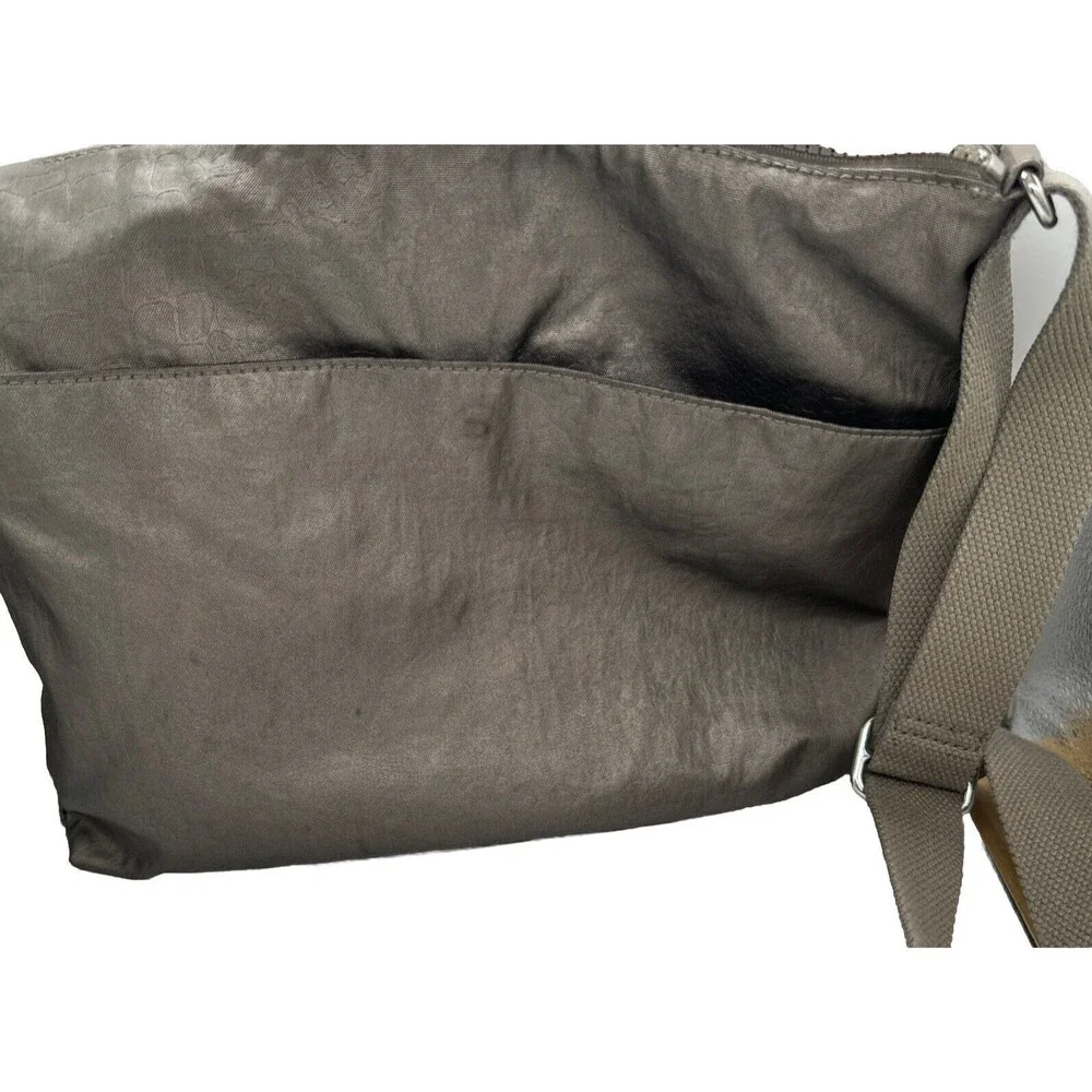 Kipling Kallie Metallic Silver Artisanal Embossed Crossbody Bag Canvas Strap